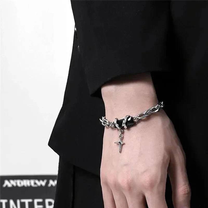 Midnight Crystal Cross Bracelet