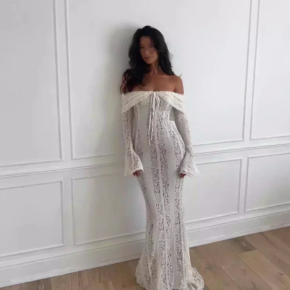 Ivory Moonlit Lace Gown