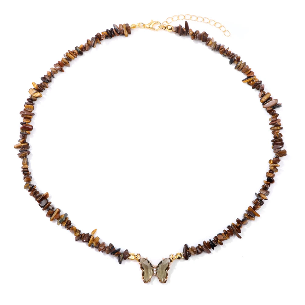 Natural Stone Butterfly Necklace