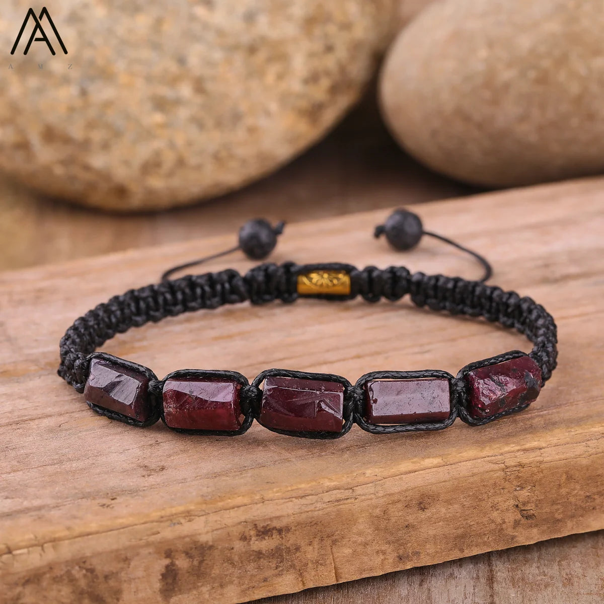 Natural Stone Beaded Bracelet, Adjustable Crystal Bracelet