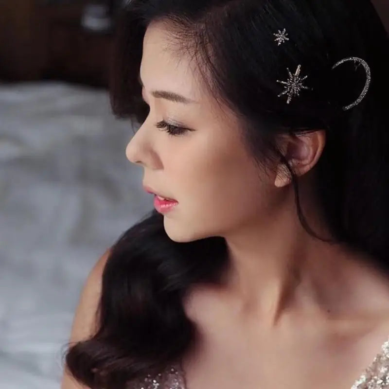 Celestial Moon & Star Hair Clip Set