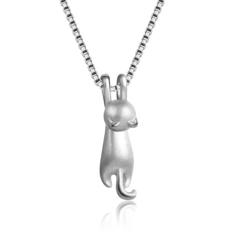 Silver Kitty Pendant Necklace