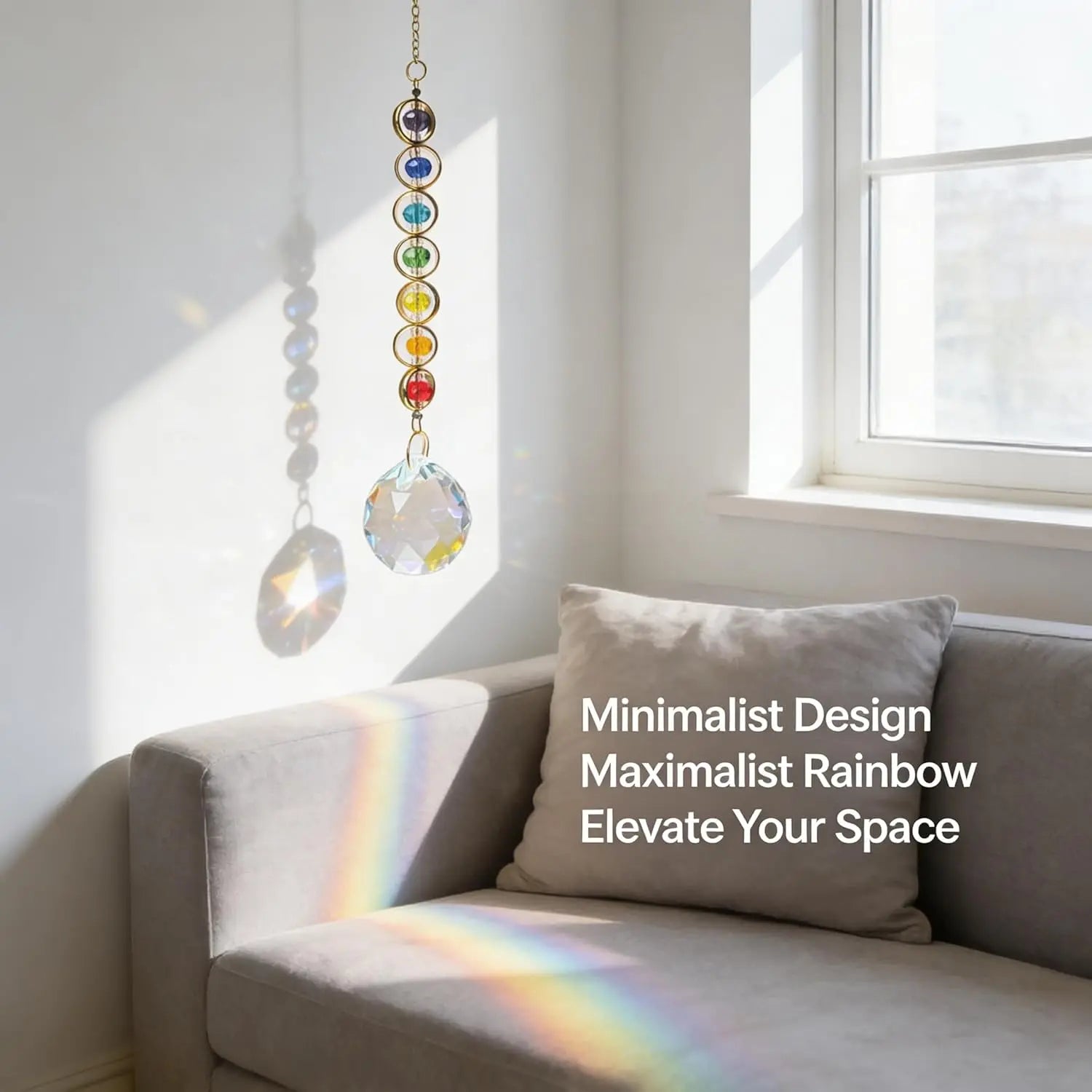 1PC Crystal Sun Catcher Rainbow Maker - Hanging Window Ornament for Home Decor Meditation & Yoga Space