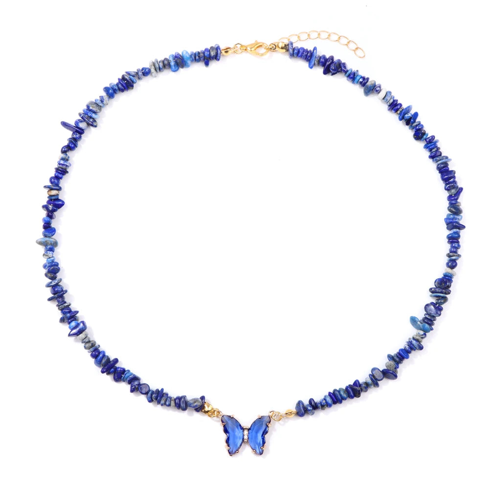 Natural Stone Butterfly Necklace