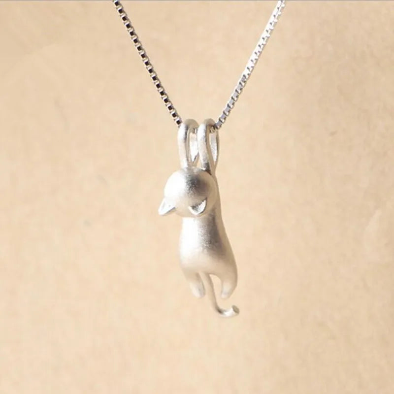 Silver Kitty Pendant Necklace