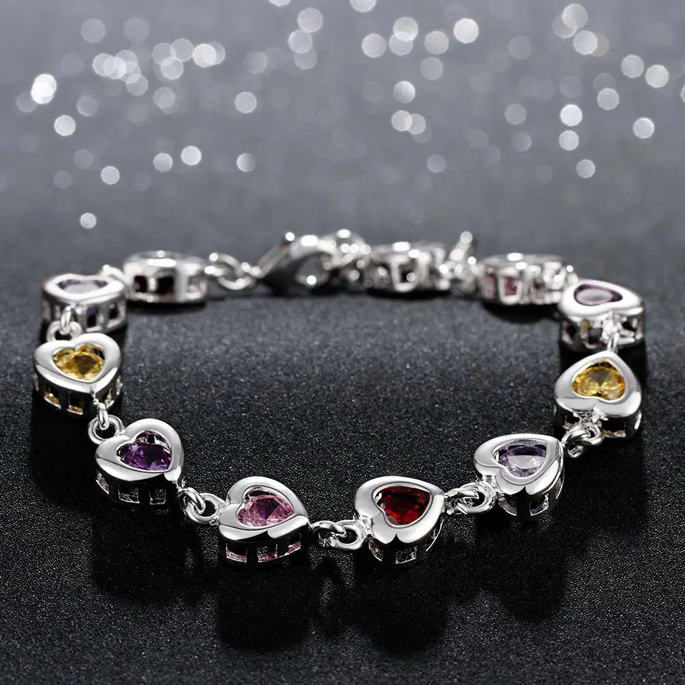 Sea Glass Heart Crystal Bracelet
