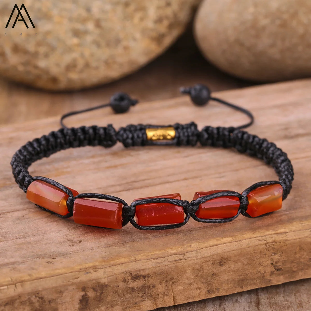 Natural Stone Beaded Bracelet, Adjustable Crystal Bracelet