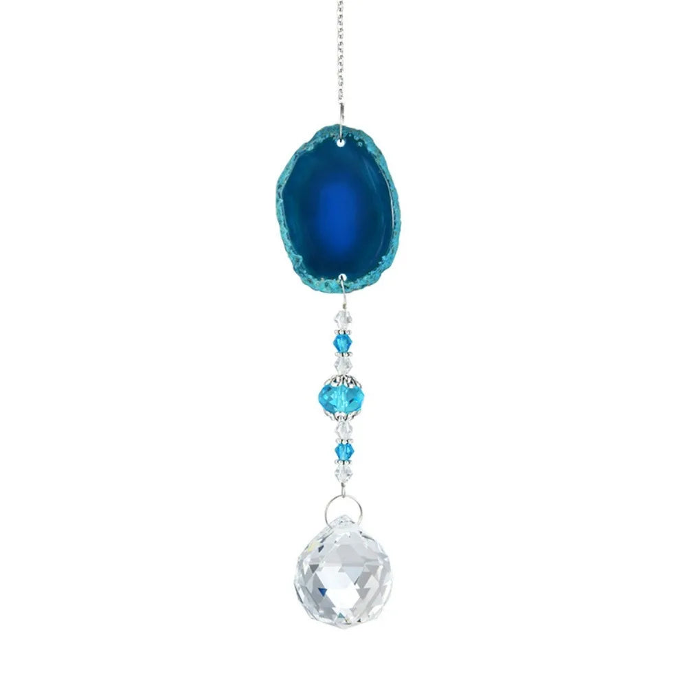 Natural Colorful Crystal Agate Sun Catcher Rainbow Prism Ball Rainbow Maker Crystal Wind Chime Crafts Garden Pendant