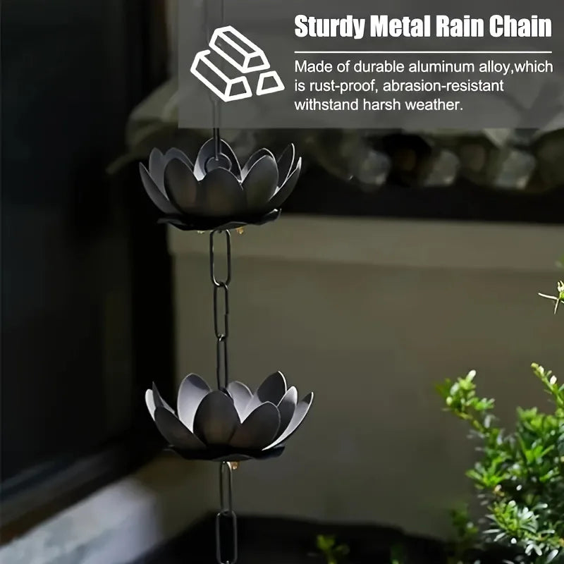 Lotus Rain Chain for Gutter Downspout Extension Metal Flower Garden Decor Hanging Chime Outdoor Decor Drainage Channel Ornament