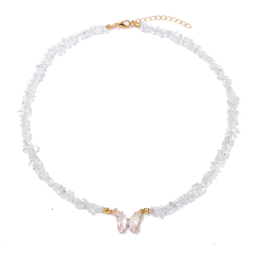 Natural Stone Butterfly Necklace