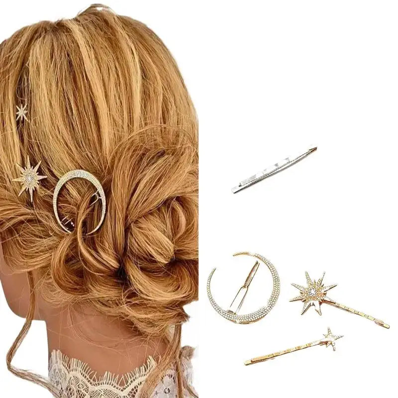 Celestial Moon & Star Hair Clip Set