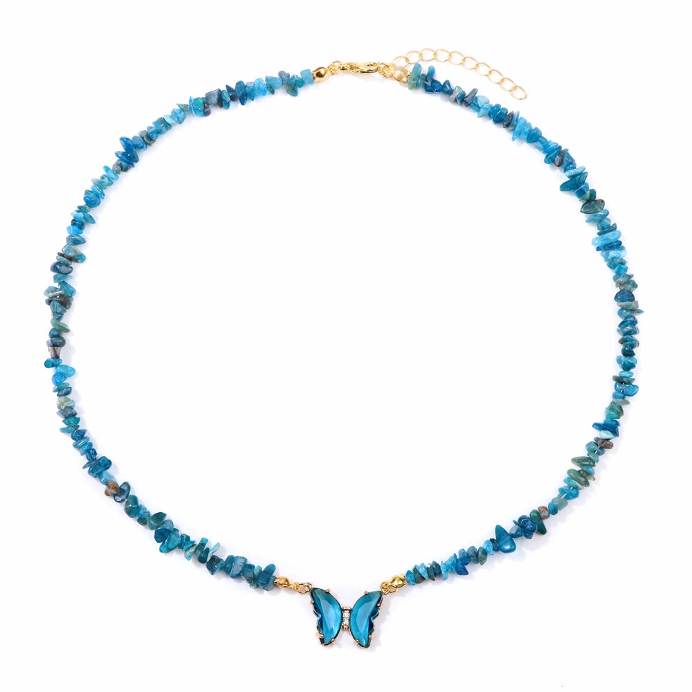 Natural Stone Butterfly Necklace