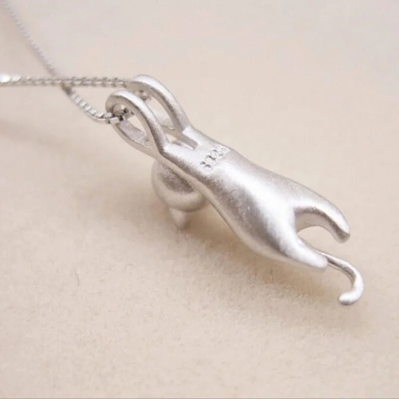 Silver Kitty Pendant Necklace