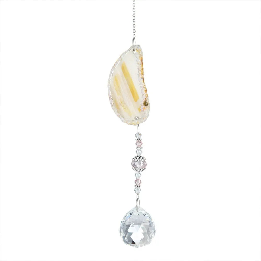 Natural Colorful Crystal Agate Sun Catcher Rainbow Prism Ball Rainbow Maker Crystal Wind Chime Crafts Garden Pendant