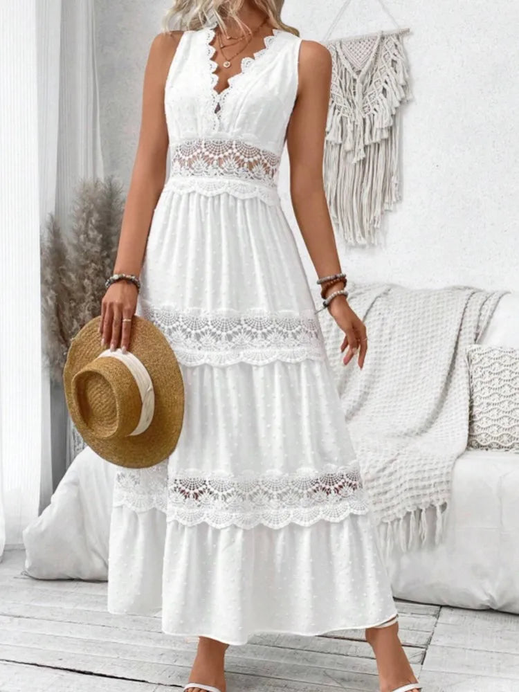 Pearl Tide Lace Maxi Dress