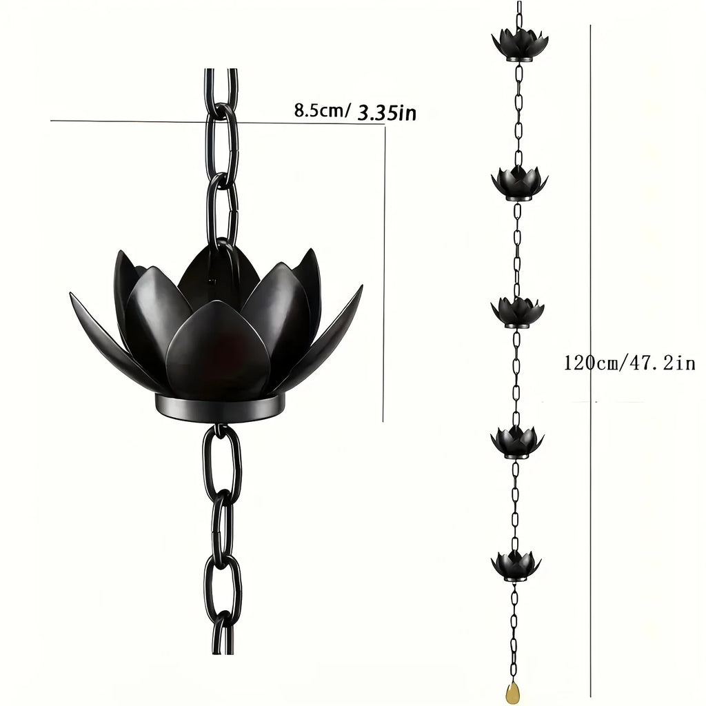 Lotus Rain Chain for Gutter Downspout Extension Metal Flower Garden Decor Hanging Chime Outdoor Decor Drainage Channel Ornament