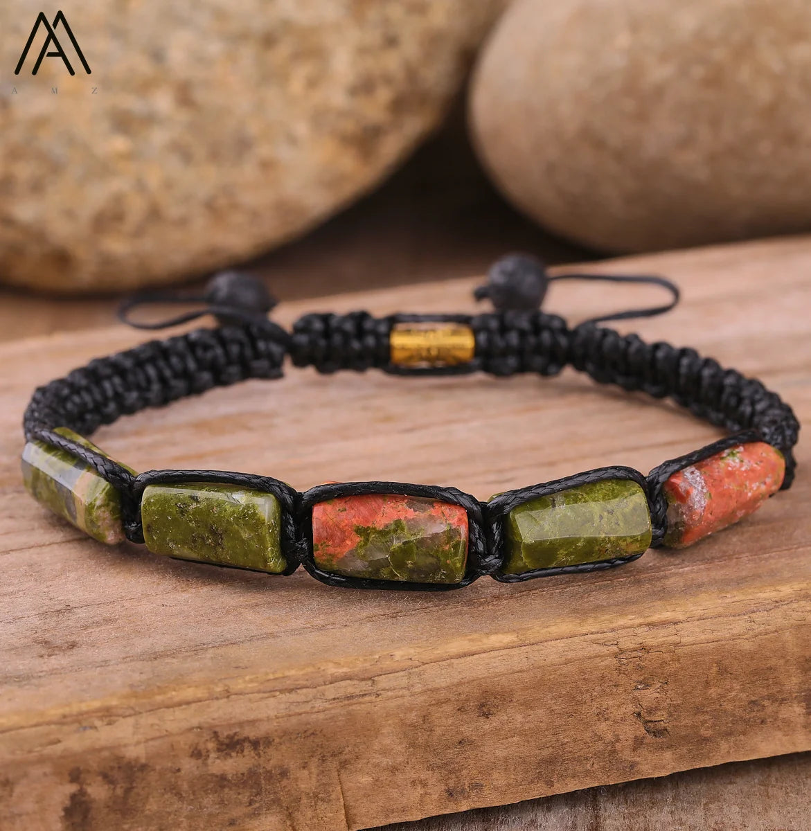 Natural Stone Beaded Bracelet, Adjustable Crystal Bracelet