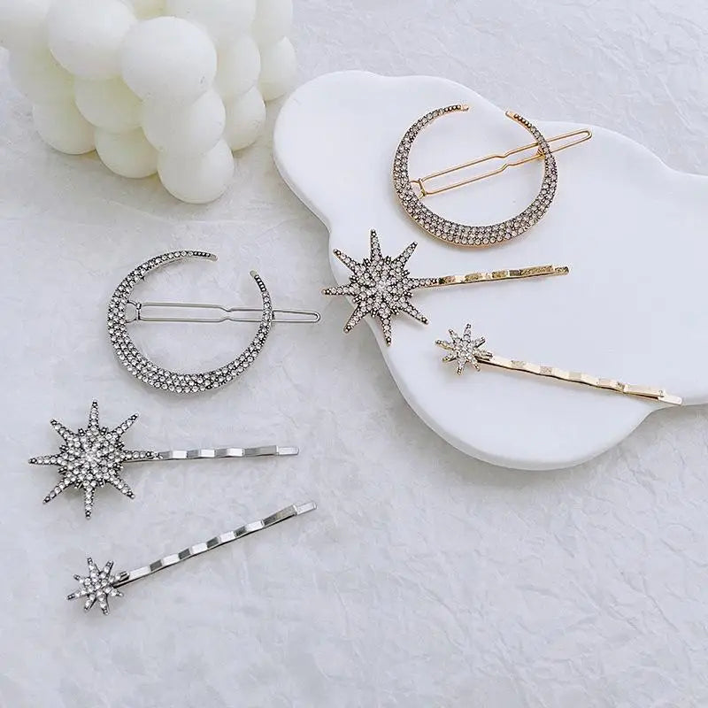 Celestial Moon & Star Hair Clip Set