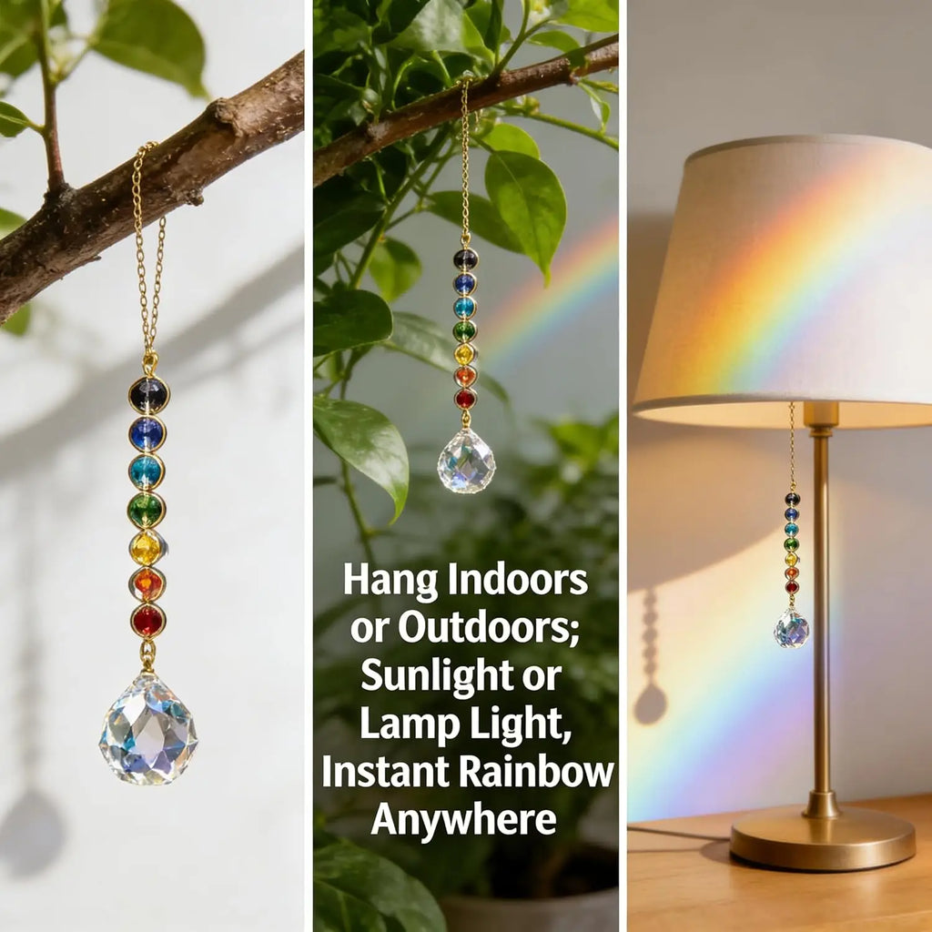 1PC Crystal Sun Catcher Rainbow Maker - Hanging Window Ornament for Home Decor Meditation & Yoga Space