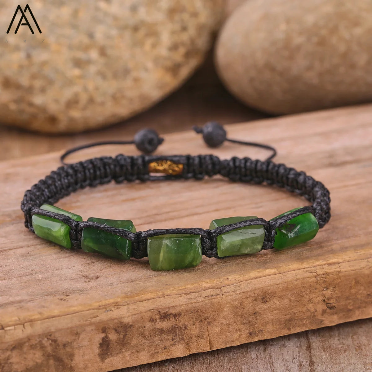 Natural Stone Beaded Bracelet, Adjustable Crystal Bracelet