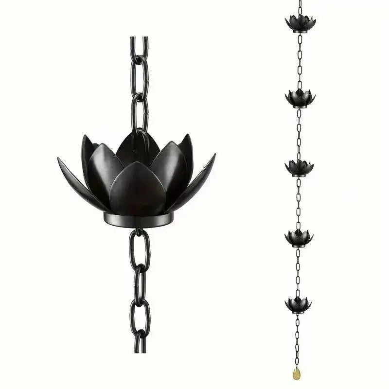 Lotus Rain Chain for Gutter Downspout Extension Metal Flower Garden Decor Hanging Chime Outdoor Decor Drainage Channel Ornament