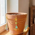 Colorful Flower Pot Crystal Sun Catcher Butterfly Design Reflective Hanging Pot Crystal Exquisite Decorative