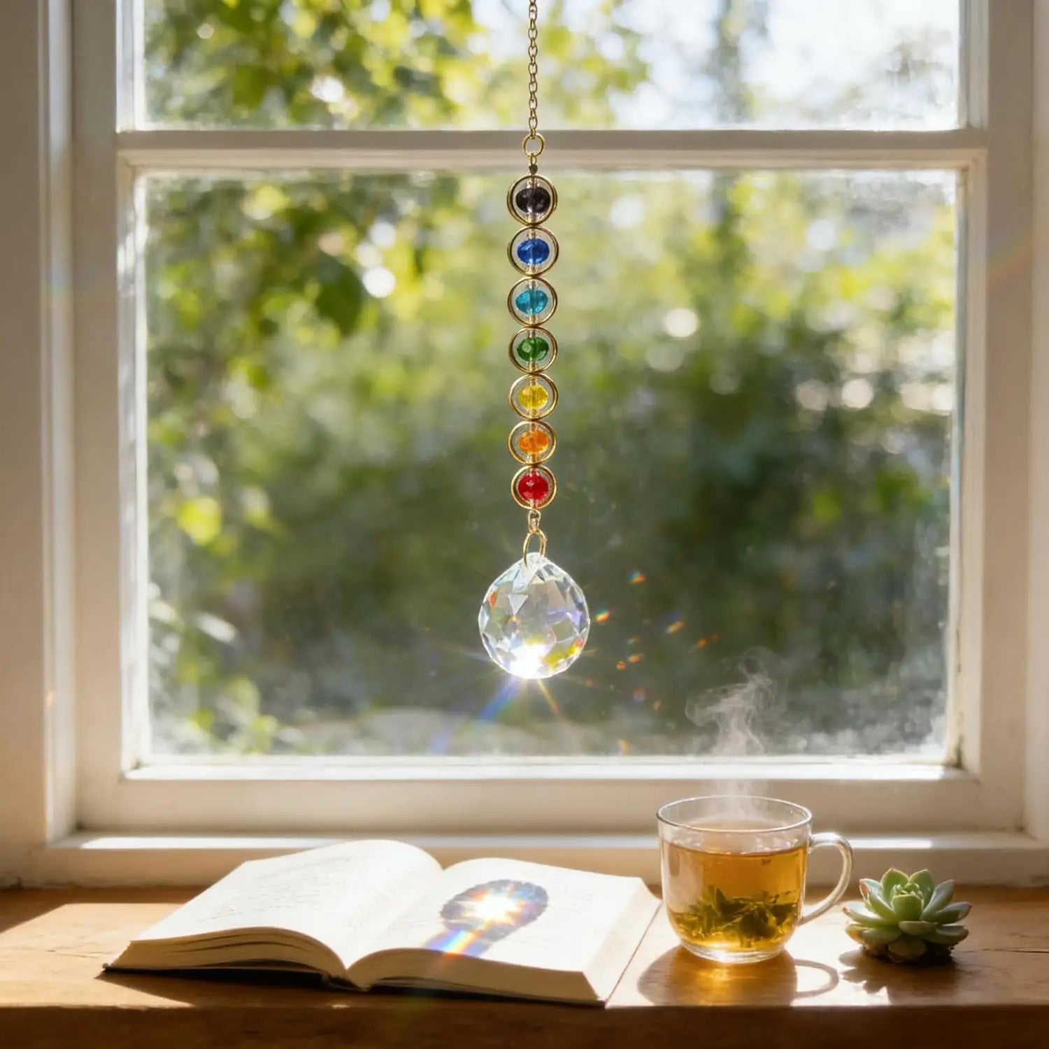 1PC Crystal Sun Catcher Rainbow Maker - Hanging Window Ornament for Home Decor Meditation & Yoga Space
