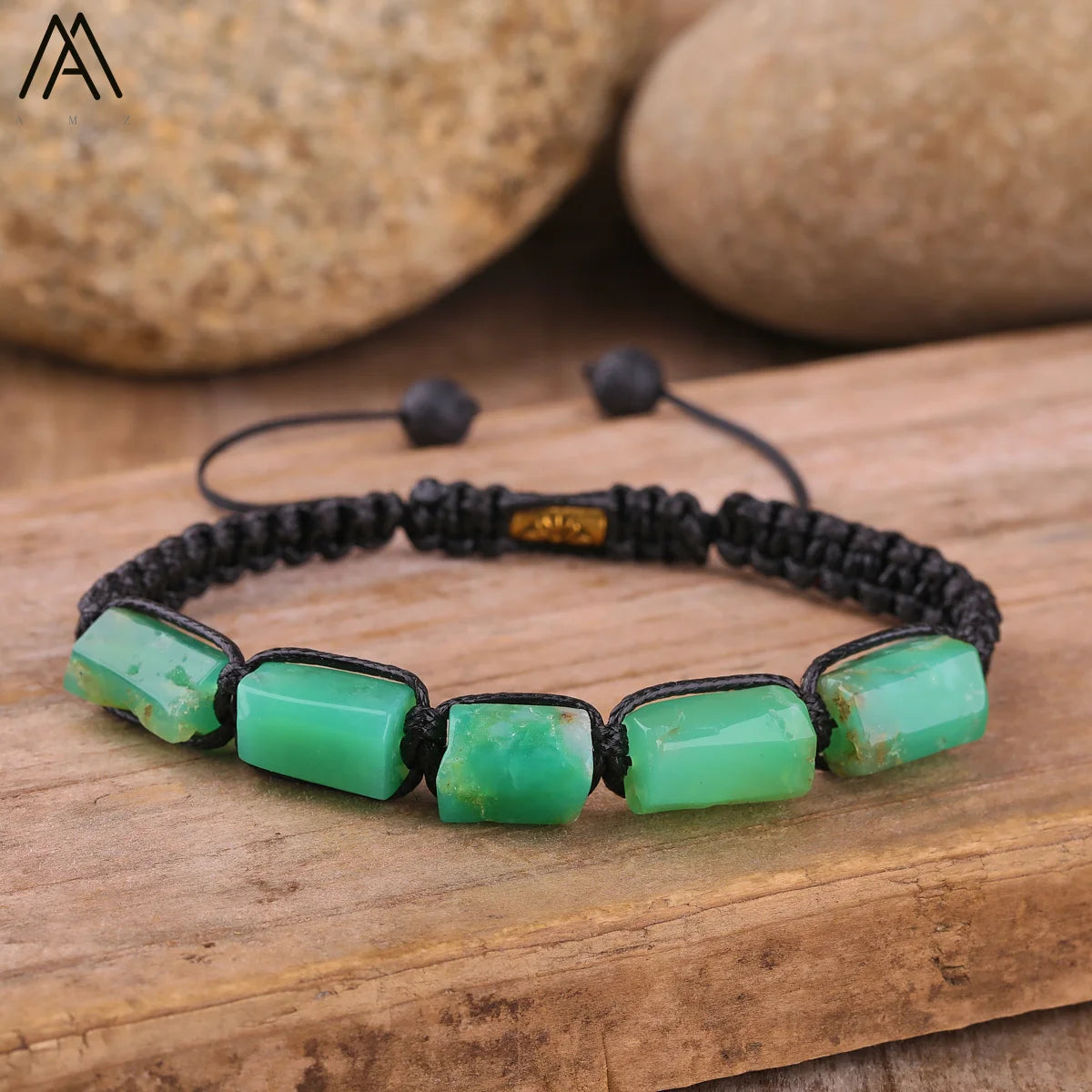 Natural Stone Beaded Bracelet, Adjustable Crystal Bracelet