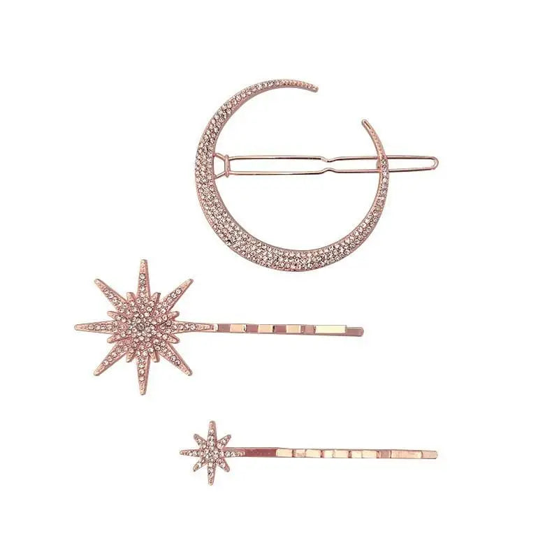Celestial Moon & Star Hair Clip Set