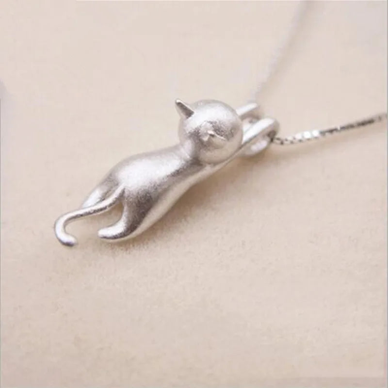 Silver Kitty Pendant Necklace