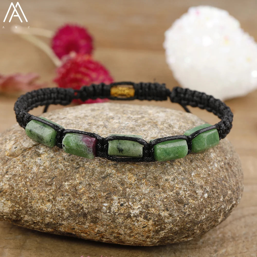 Natural Stone Beaded Bracelet, Adjustable Crystal Bracelet