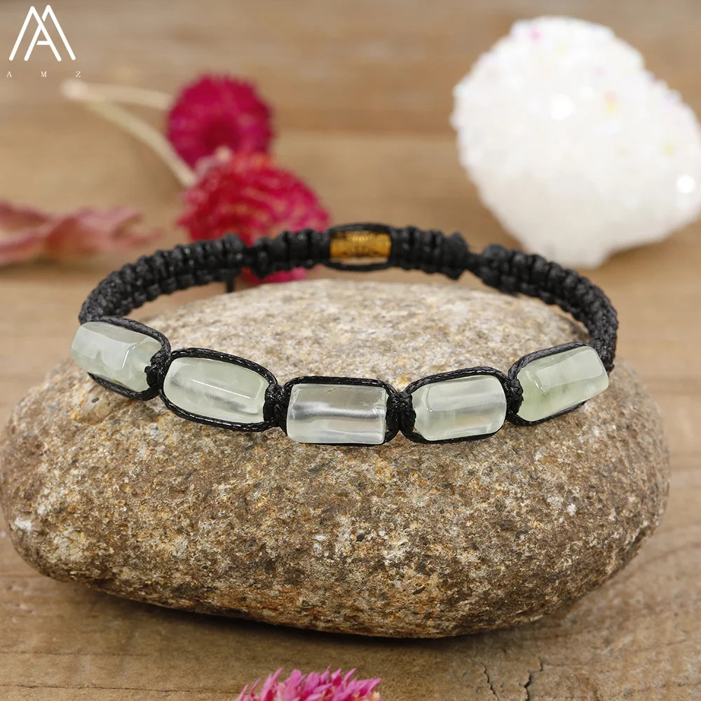 Natural Stone Beaded Bracelet, Adjustable Crystal Bracelet