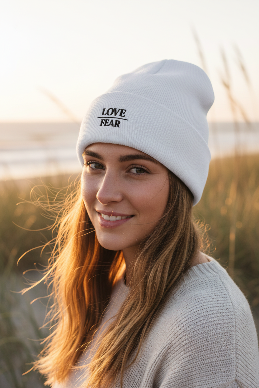 Love Fear Beanie Lifestyle Mockup
