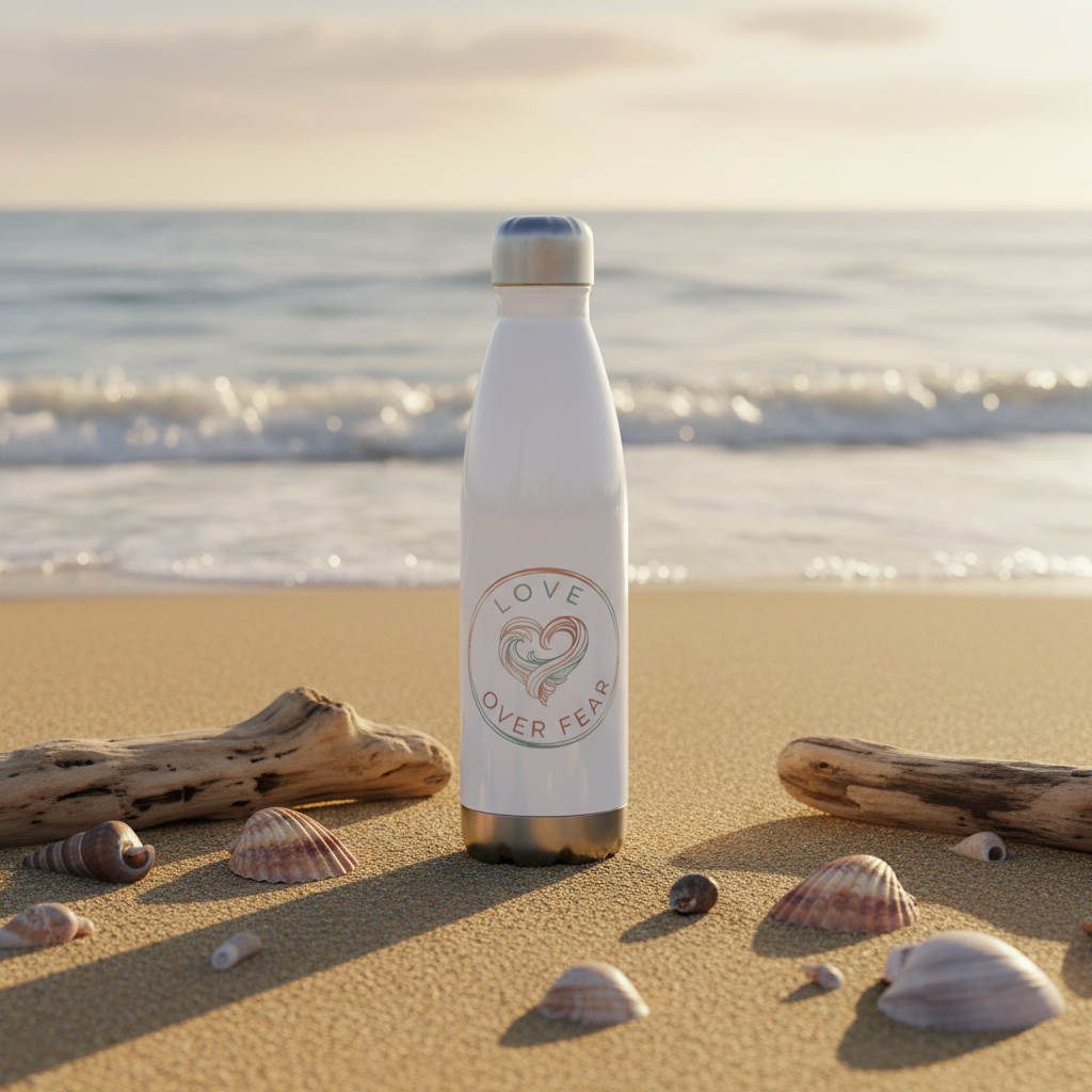Love Over Fear Water Bottle Beach Lifestyle