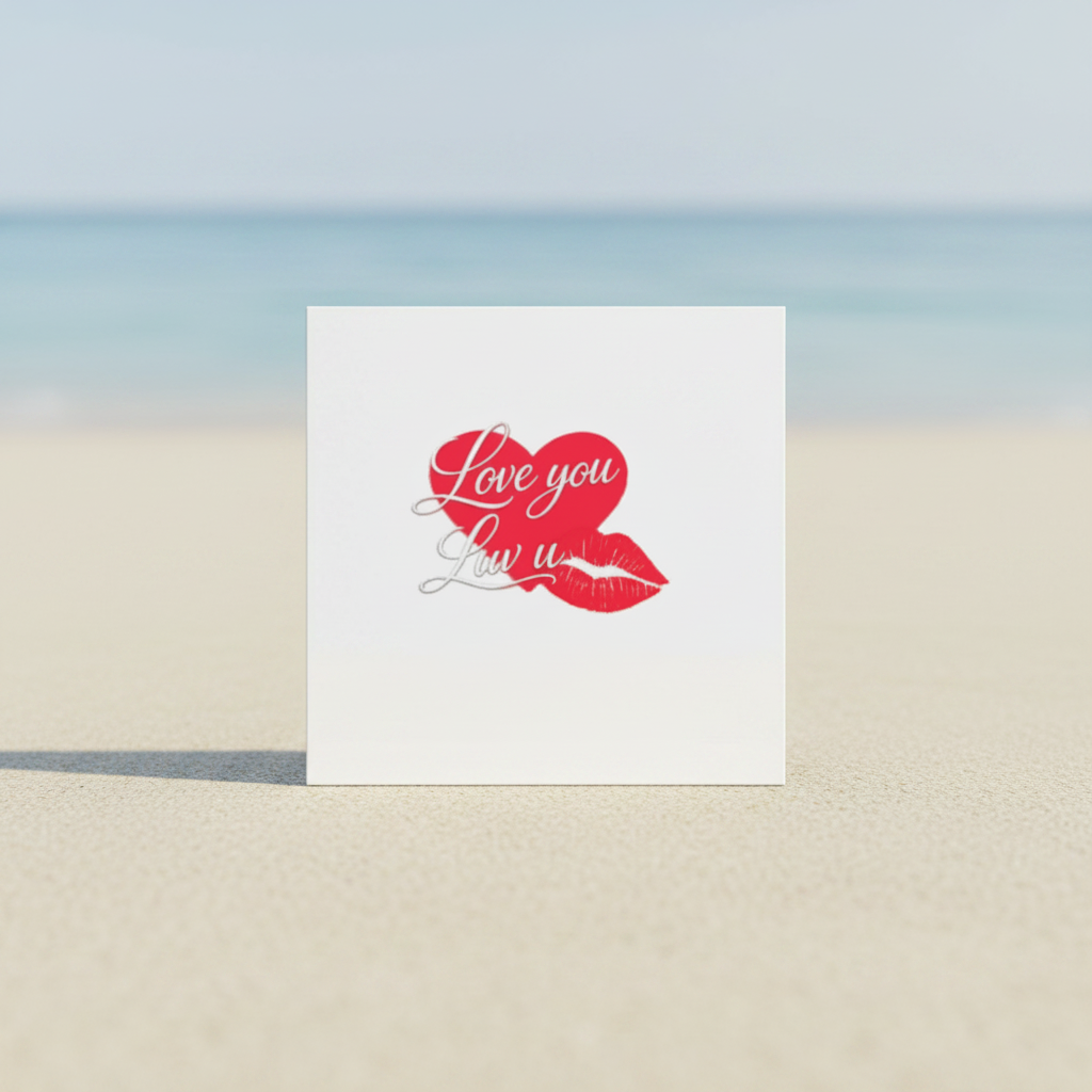 Love You Luv U magnet with beach background