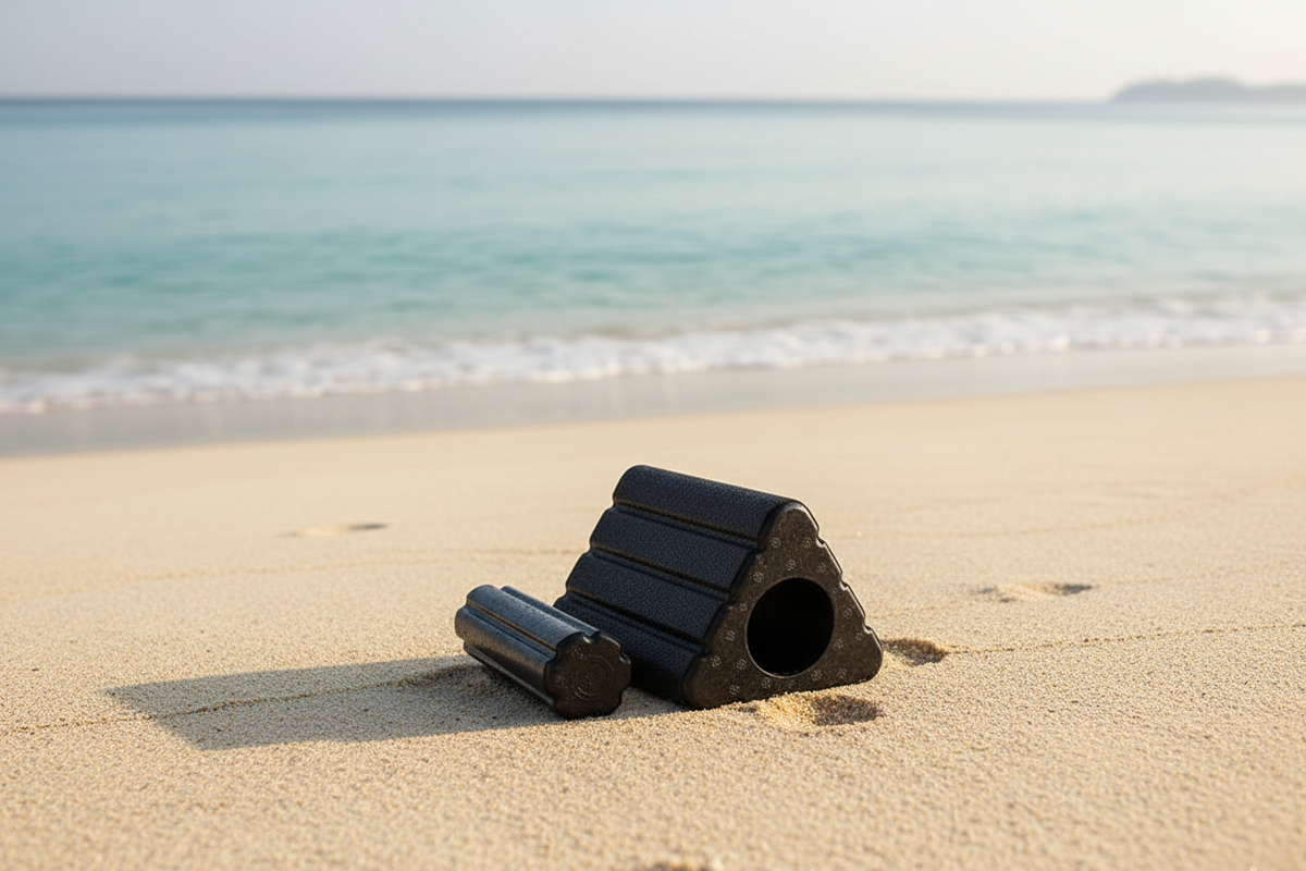 Reference-matched beach yoga block mockup