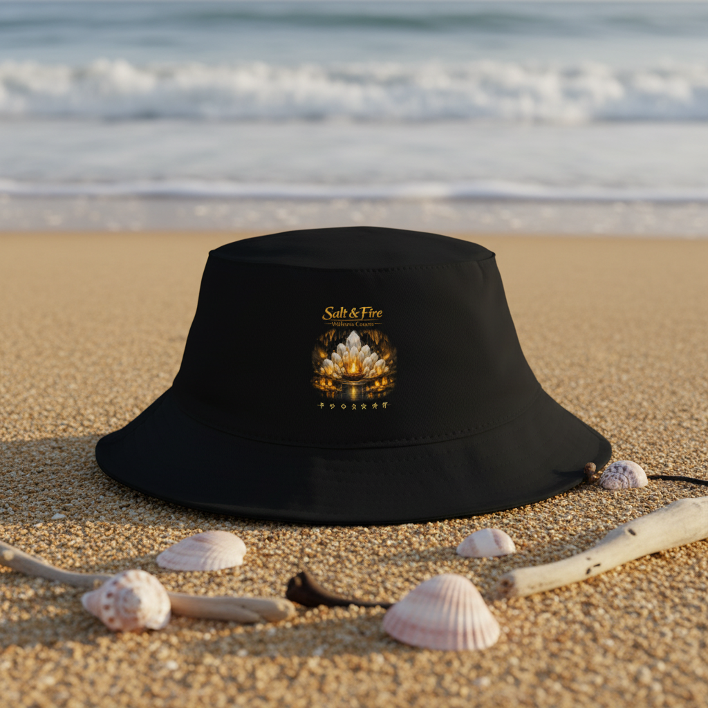 Salt & Fire Bucket Hat Beach Mockup