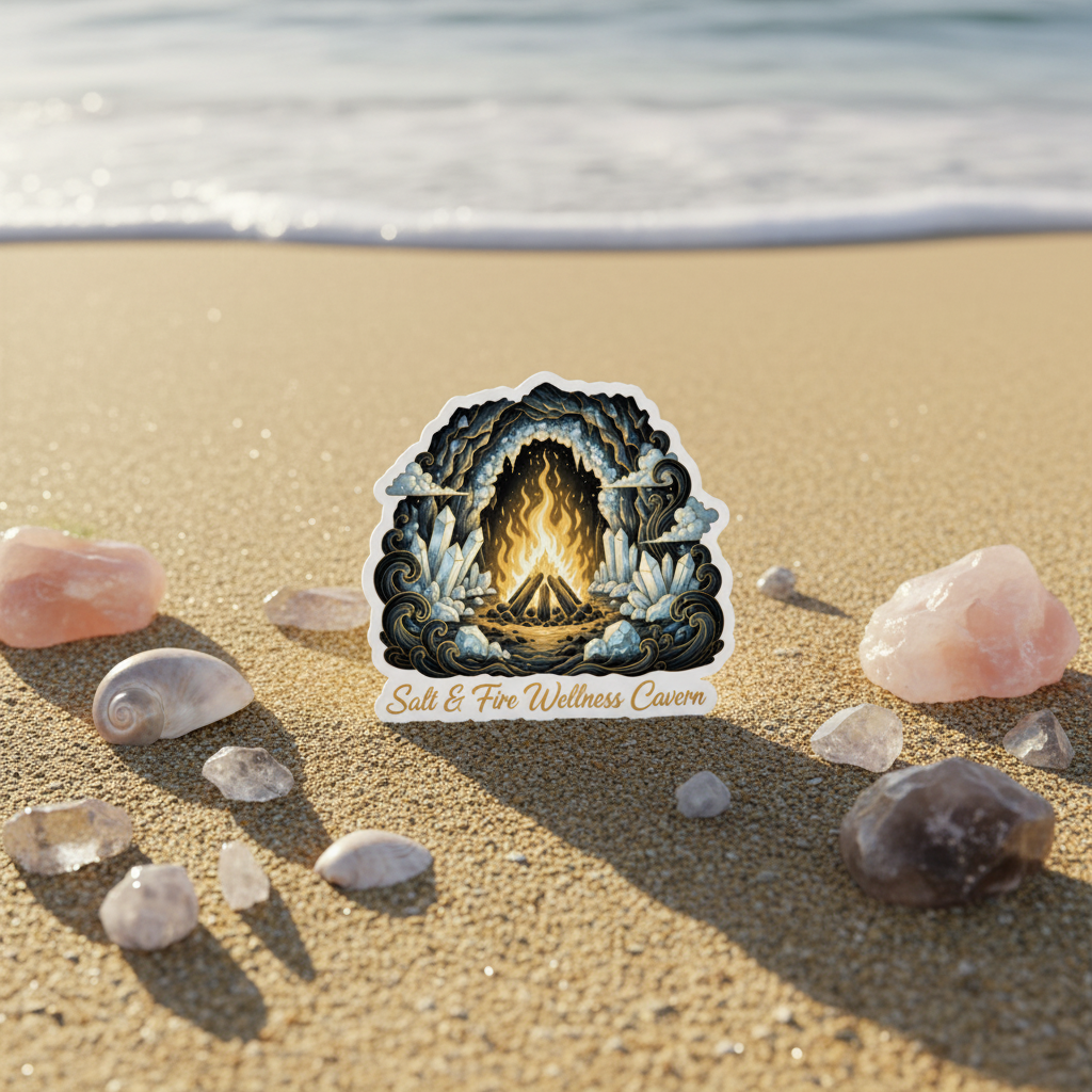 Salt & Fire Crystal Cavern Sticker Beach Mockup