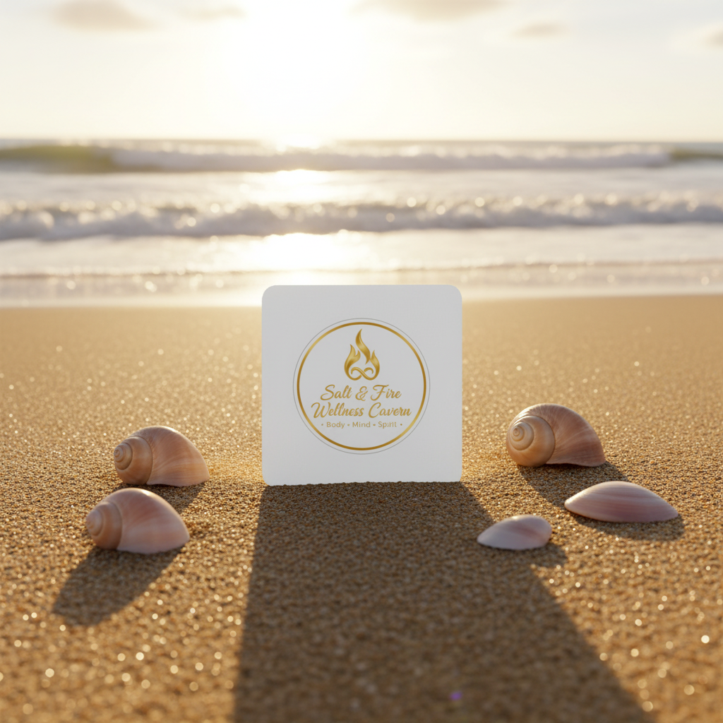 Salt & Fire Die-Cut Sticker Beach Mockup
