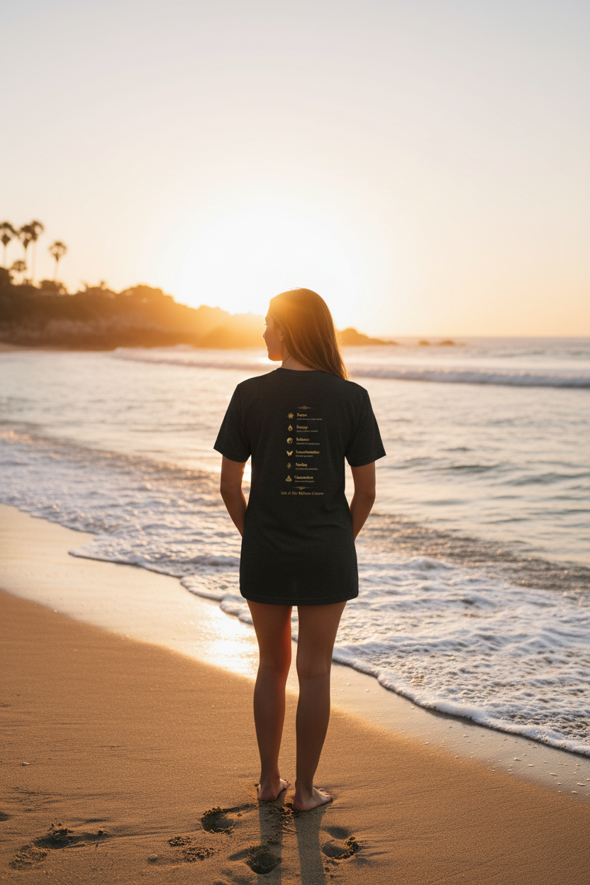 Salt & Fire Unisex Tee Back Beach Mockup