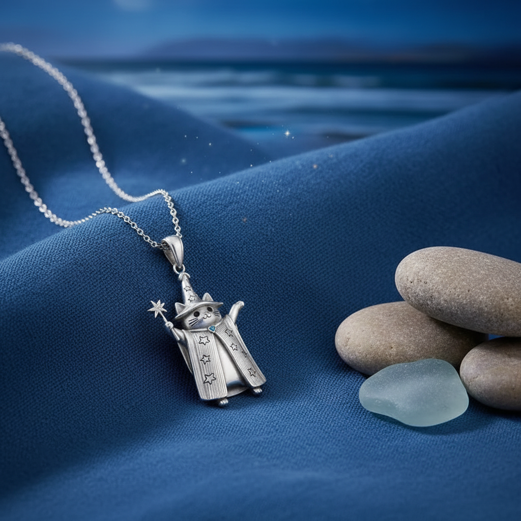 Wizard cat pendant coastal mockup